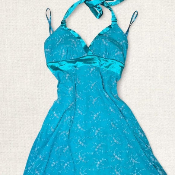 Vintage Y2K Le Château Teal Halter Slip Dress Size M Description - Picture 6 of 7
